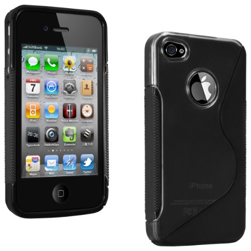 mumbi Power Grip TPU Silikon Schutzh�lle f�r Apple iPhone 4/4S schwarz