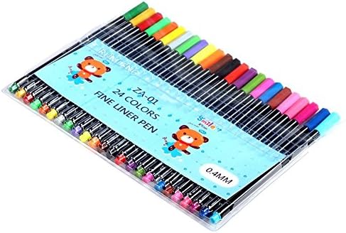 Rumlent Za-01 Pack of 24 Colors Fine Point Fineliner Pen,coloring Drawing &amp; Art Supplies Marker,needle Tip 0.4mm
