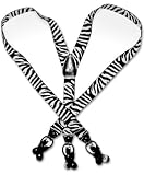Zebra Leather Suspenders Elastic Y-Back Button  Clip
