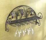 Kitchen & Housewares : Beautiful Grapevine Wrought Iron Wall Shelf With Glass Rack