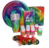 Tie Dye 60's Groovy Hippie Theme Birthday Party Kit & Favors for 8