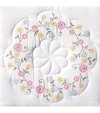 Stmpd White Quilt Blocks 18X18-Circle Of Flowers