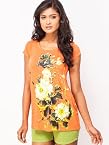 NOI Half Sleeved Tee Shirt With Big Floral Motif Print