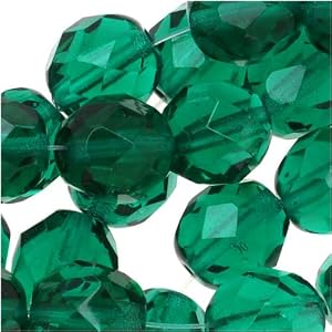 Czech-Fire-Polish-Glass-Beads-8mm-Round-Emerald-Green-25-