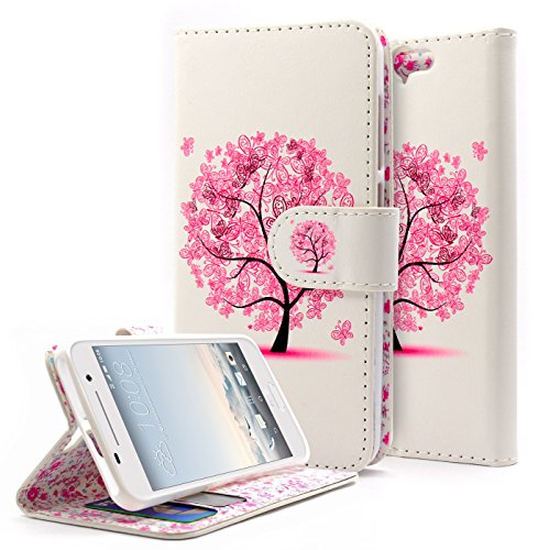 HTC One A9 Case, HTC Aero Case, NageBee - Design Dual-Use Flip PU Leather Fold Wallet Pouch Case Premium PU Leather Wallet Flip Case for HTC One A9 / HTC Aero (Wallet Butterfly tree)