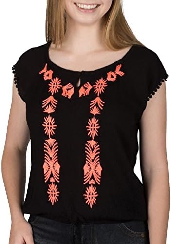 [1143-WHT-LG] Printed Drop Shoulder Peasant Top