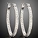 FC JORY White Gold Plated Clear Crystal Paved Oval Hoop Pierced Dangle Earrings