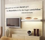 Wandtattoo 3031 Zitat Man sieht nur mit dem Herzen gut. Farbe: schwarz, 160 x 30 cm XXL