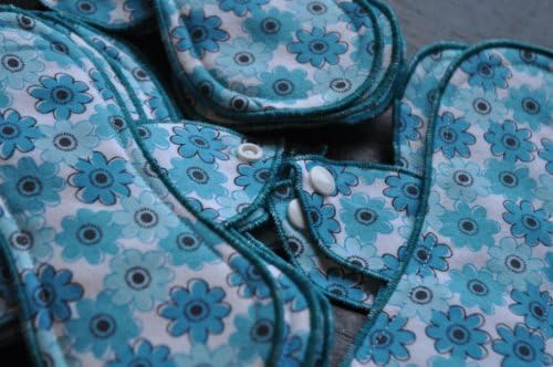 Bamboo & Cotton / PUL - Cloth Menstrual Pads- Set of 10 (Two Sizes) Floral (Other Colors Available)