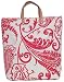 Cotton Canvas Pink and White Paisley Tote Bag with Leather Handles 17"Lx17"H