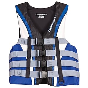 Obrien Men's 4 Buckle Nylon Pro Vest (Blue/White/Black, 4X-Large, Chest 56-62-Inch)