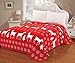 CaliTime Super Soft Throw Blanket for Bed Sofa Couch, Cozy Warm Flannel Fleece Christmas White Reindeer Snowflakes, Red, King