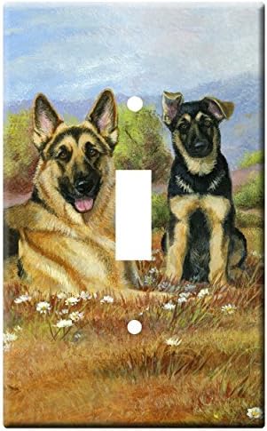 Gone Doggin German Shepherd 3B Single Toggle Light Switch Plate - Metal Wall Plate GSD Dog Art