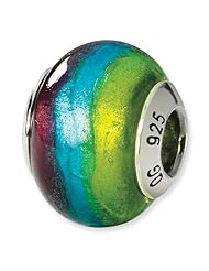 Sterling Silver Purple/Blue/Green Italian Murano Charm Bead Fits Pandora Chamilia Biagi Bracelet