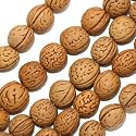 Natural Sanded Peach Pit Wood Beads 12-15mm 15 Inch Strand