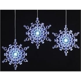 Pack of 4 Blue LED Lighted 3-Piece Snowflake Christmas Window Decorations