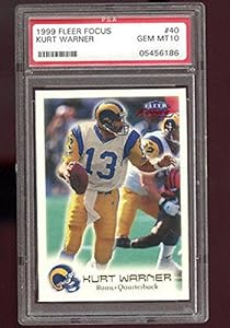 1999 Fleer Focus #40 Kurt Warner Graded ROOKIE Football Card 10 GEM MINT MT - PSA/DNA Certified - NFL Slabbed Autographed Rookie Cards