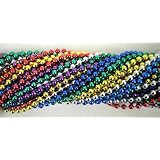 33 Inch 07mm Round Metallic 6 Color Mardi Gras Beads - 6 Dozen (72 Necklaces)