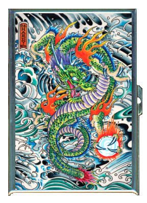 ID CREDIT CARD HOLDER OR CIGARETTE CASE: TATTOO DRAGON ASIAN GREAT ART BY PENNY SILVER