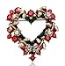Valdler Heart-Shaped Red Wreath Crystal Brooch Pin for Christmas Theme Party Decoration Gift