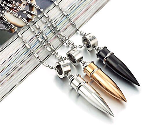 LingKing 2015 Hot Sale Top Quality Classic Punk Stainless Steel Bullet Pendant Necklace for Men (LK0771)