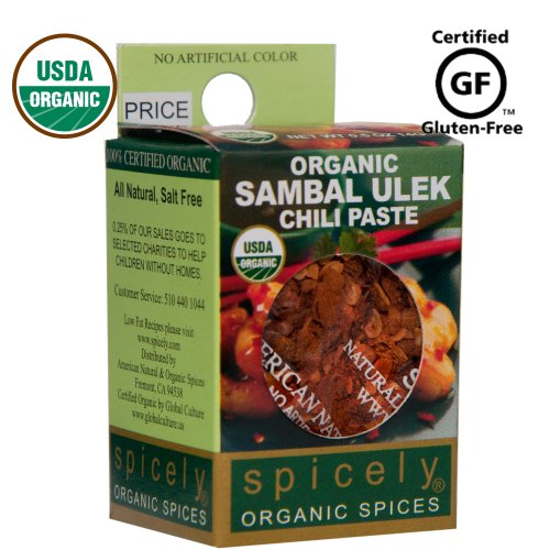 Spicely 100% Organic and Certified Gluten Free, Sambal Ulek Chili Paste