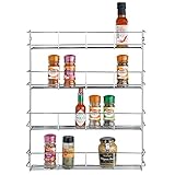 VonShef 4 Tier Spice Rack Chrome Plated (Easy Fix) For Herbs and Spices Suitable for Wall Mount or Inside Cupboard