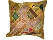 Vintage Sari Patchwork Golden Poppy Decorative Bollywood Floor Pillow Cover 24