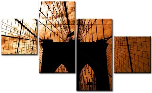 Artwork BROOKLYN BRIDGE MODERN ART 4 Panels SET Ready to Hang Framed Wall Art Decor Hand-made with Love, Cheaper than Oil painting Wallprint USM40636 Fine Art Print Made in Germany