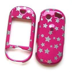 Pantech Matrix Pro C820 AT&T Snap On Protector Hard Case Image Cover "Pink Glitter Stars" Design