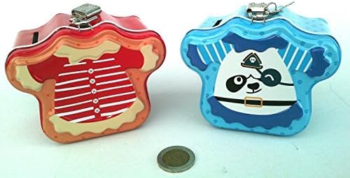 Toys! 2 Piggy Bank Zinc And Key Lock,Design ''Kids Shirt''(4'')