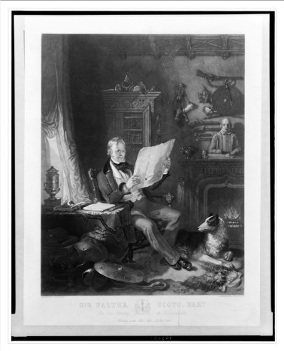 Historic Print (L): Sir Walter Scott, Bart. in his study at Abbotsford / Painted by W. Allan, R.A. ; engrave