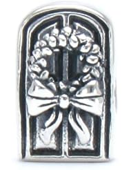 Bella Fascini ILL BE HOME FOR CHRISTMAS (if only in my dreams) - Inscribed Holiday Door with Festive Wreath - Cole Collection - Solid 925 Sterling Silver European Charm Bracelet Bead - Compatible Brands: Authentic Pandora, Chamilia, Moress, Troll, Ohm, Zable, Biagi, Kays Charmed Memories, Kohls, Persona & more!