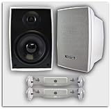 1 Pair (2) New Acoustic Audio 350 Watt 2-Way All Weather Indoor Outdoor Surround Speakers AW525W2PKG