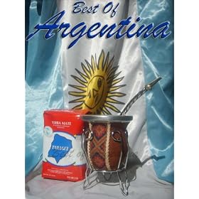Argentina MATE kit: Leather covered gourd, PLUS nickel and bronze straw with filter... by Best of Argentina