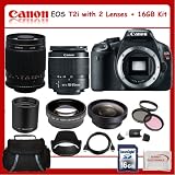 Canon EOS Rebel T2i SLR Digital Camera Kit with Canon EF-S 18-55mm Autofocus Lens & Bower 500mm f/8.0 Manual Focus Telephoto T-Mount Lens w/ SSE “Nature Package” – Includes: 2x Teleconverter, High Definition Wide Angle Lens, 2x Telephoto Lens, 3 Piece Pro Filter Kit, Soft Carrying Case, Tulip Lens Hood, HDMI Cable, 16GB SDHC Memory Card and more…