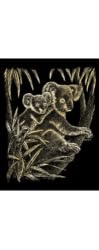 Gold Foil Engraving Art Koala Bears