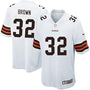 Cleveland Browns #32 Jim Brown Game White Men Jersey(X-Large)
