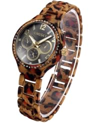Fashion Leopard Crystal Lady Women Soft Touch Steel Bracelet Quartz Wrist Watch WK1113