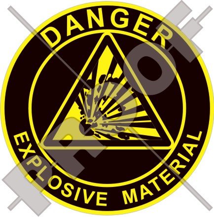 EXPLOSIVE MATERIAL Explosion Danger Warning, Safety Sign 3