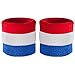 Suddora Striped Wristbands, Wrist Sweatbands for Men & Women, Moisture-Wicking Thick Cotton Bands for Working Out, Gymnastics, Basketball, Tennis, Football, 4-inch Patriotic Bands for Costume, Pair