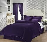 Chezmoi Collection 7 Pieces Luxury Solid Purple Soft Velvet Comforter (90 X 92) Bed-in-a-bag Set Queen Size