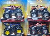 Hot Wheels Monster Jam Set Of 4 Popular Trucks: Brutus, Matador, Bad News Travels Fast & War Wizard 1/64