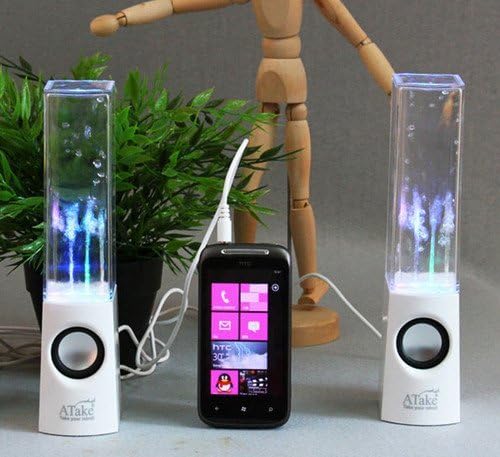 Atake Music Fountain Mini Amplifier Dancing Water Speakers I-station7 Apple Speakers, white