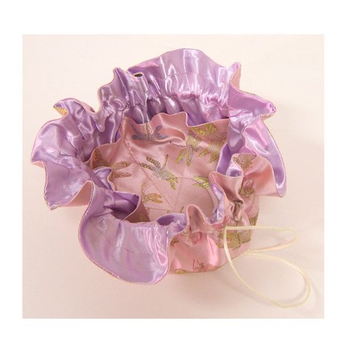 Brocade Jewelry Bag - Light Pink Dragonfly
