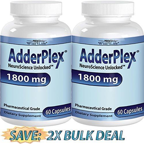 2X Adderplex to Improve Focus Added Attention, Mood, Increase Memory, Concentration, Mental Energy, DR Formulated Safe Anti-Stress Natural Alternative w/ 250mg of Phosphatidylserine. by WiseLife Naturals