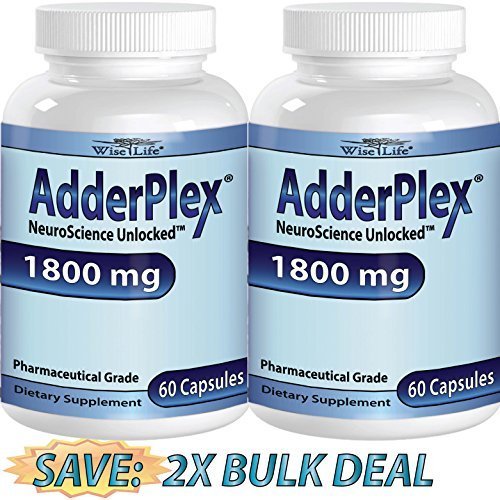 2X Adderplex to Improve Focus Added Attention, Mood, Increase Memory, Concentration, Mental Energy, DR Formulated Safe Anti-Stress Natural Alternative w/ 250mg of Phosphatidylserine. by WiseLife Naturals