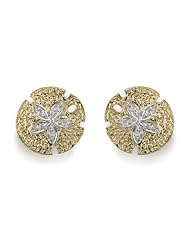 14k Yellow Gold 0.09 Ctw Diamond Sand Dollar Earrings