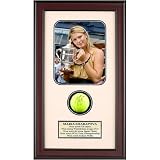 Maria Sharapova Signed Ball in Framed Shadow Box - Holding Trophy