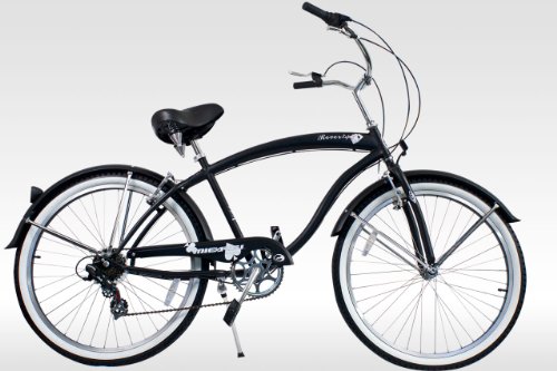 New Micargi 26" 7 Speed Mens Bike Beach Cruiser Bicycle Rover Black